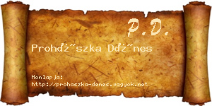 Prohászka Dénes névjegykártya